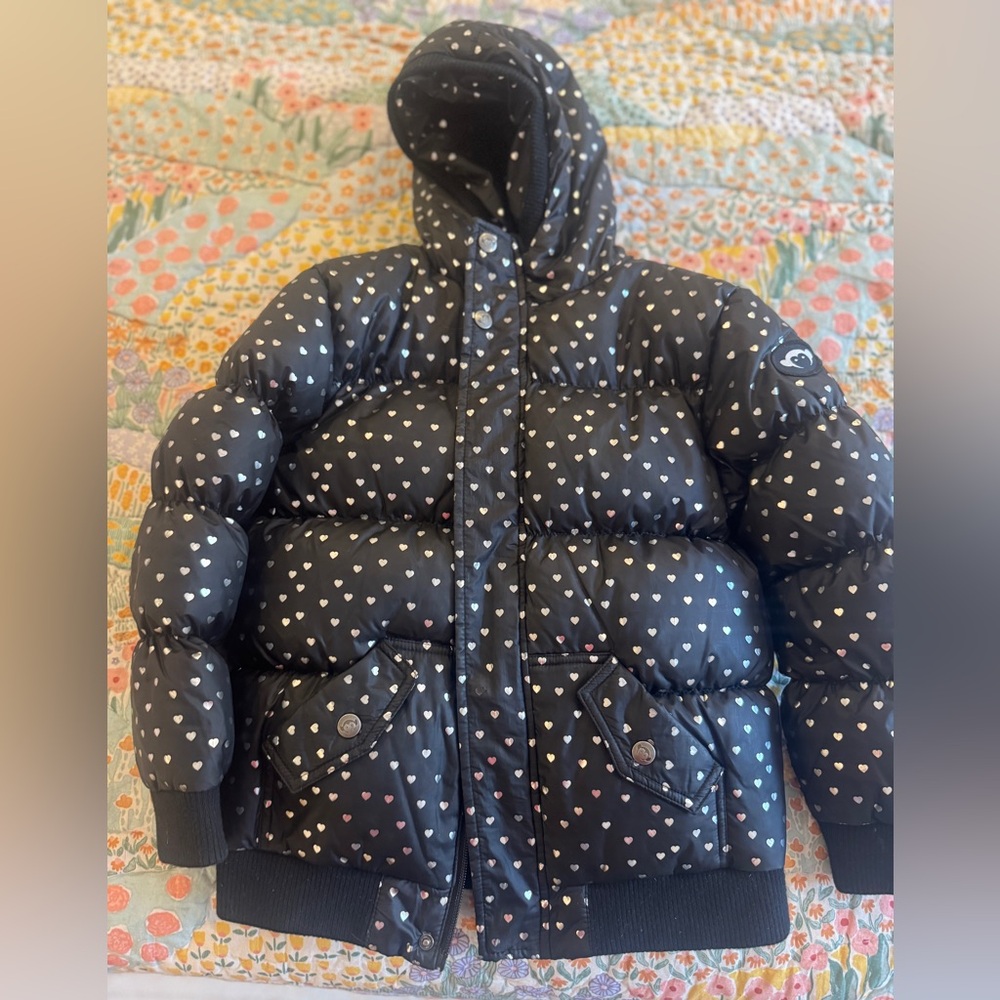 Appaman Black Heart Patterned Puffer Jacket